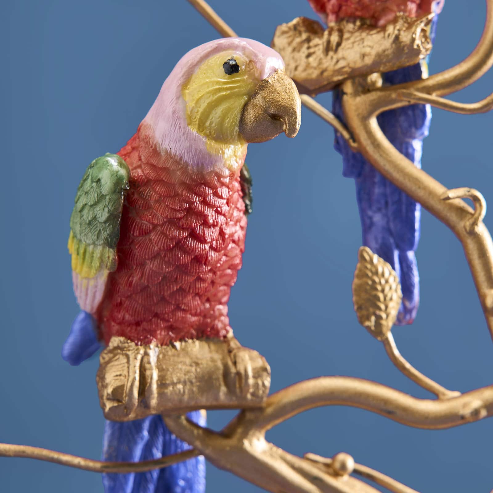 Candleholder parrot, red-gold