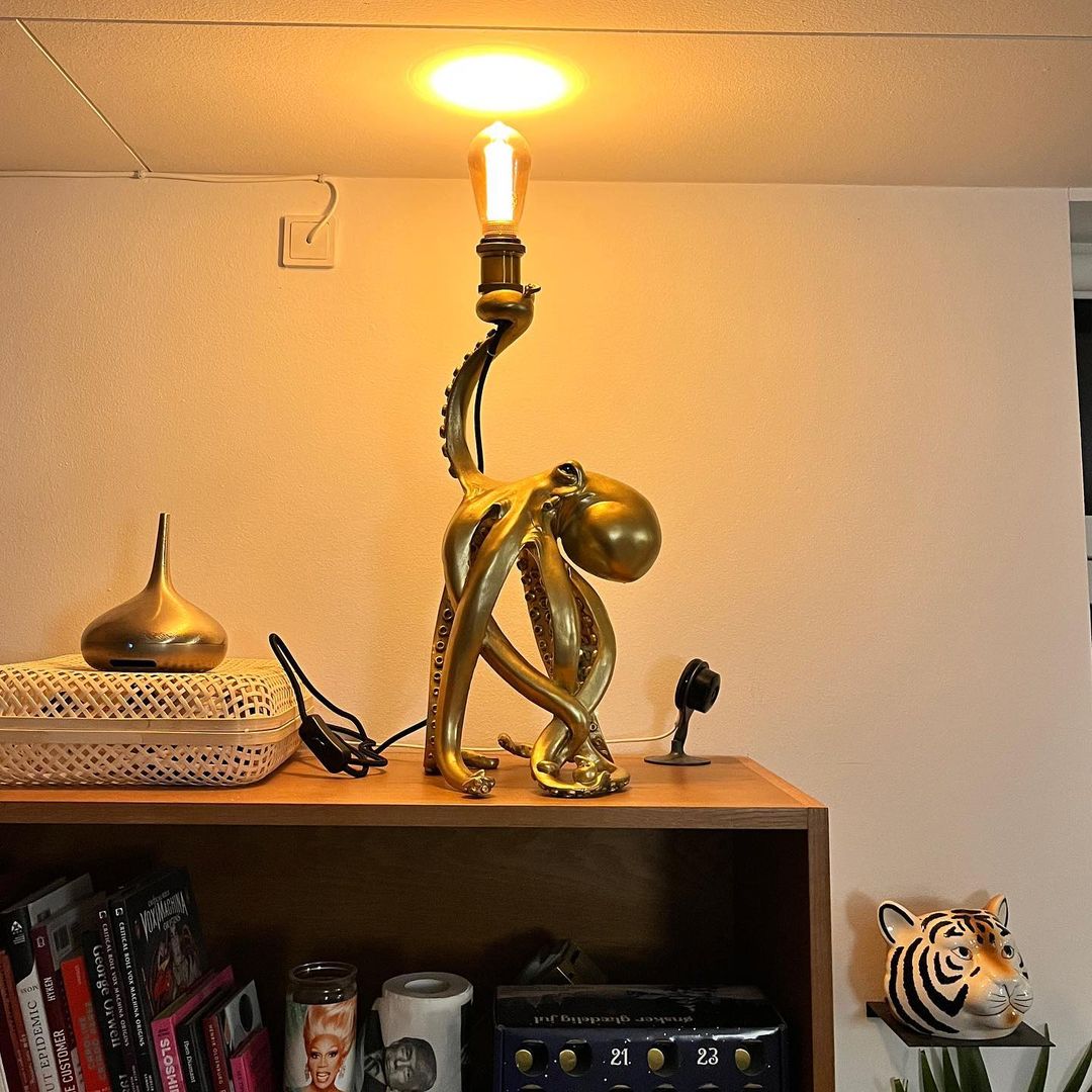 Table Lamp octopus Octopus, gold, polyresin cm E27, 230V, max. 40 W, 2m cable
