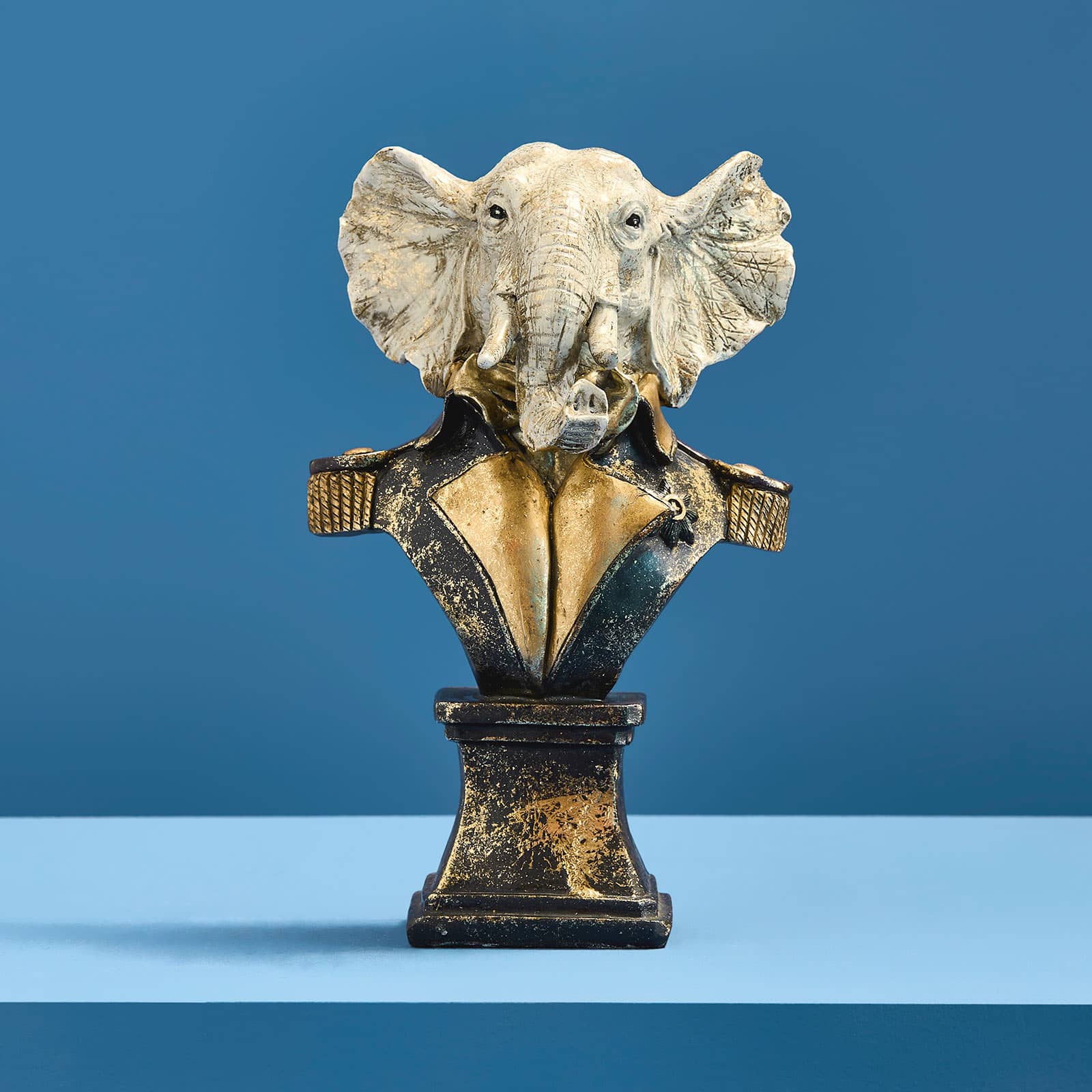 Tierfigur / Tierbüste Elefant Captain Elephant, Polyresin, 14x10x22,5 cm