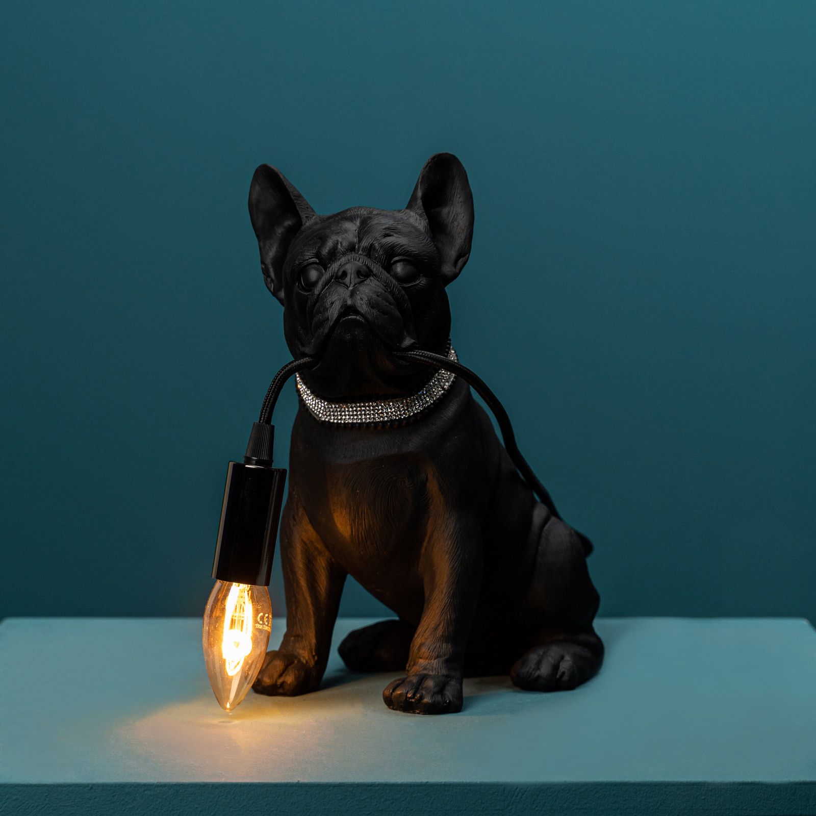 Lámpara de mesa perro / bulldog francés Francis, negro