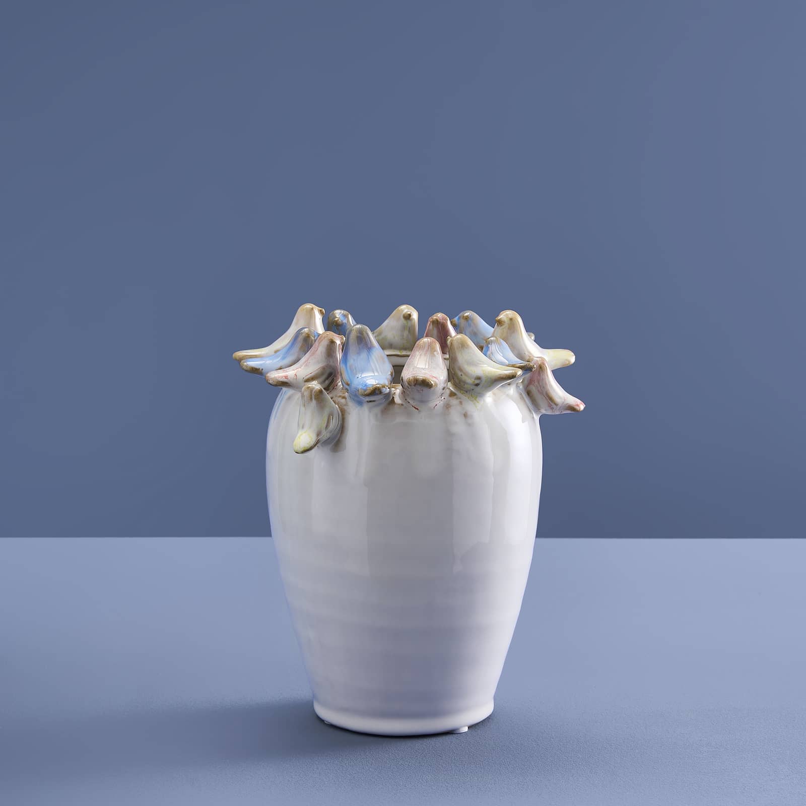 Vase avec oiseaux S, blanc