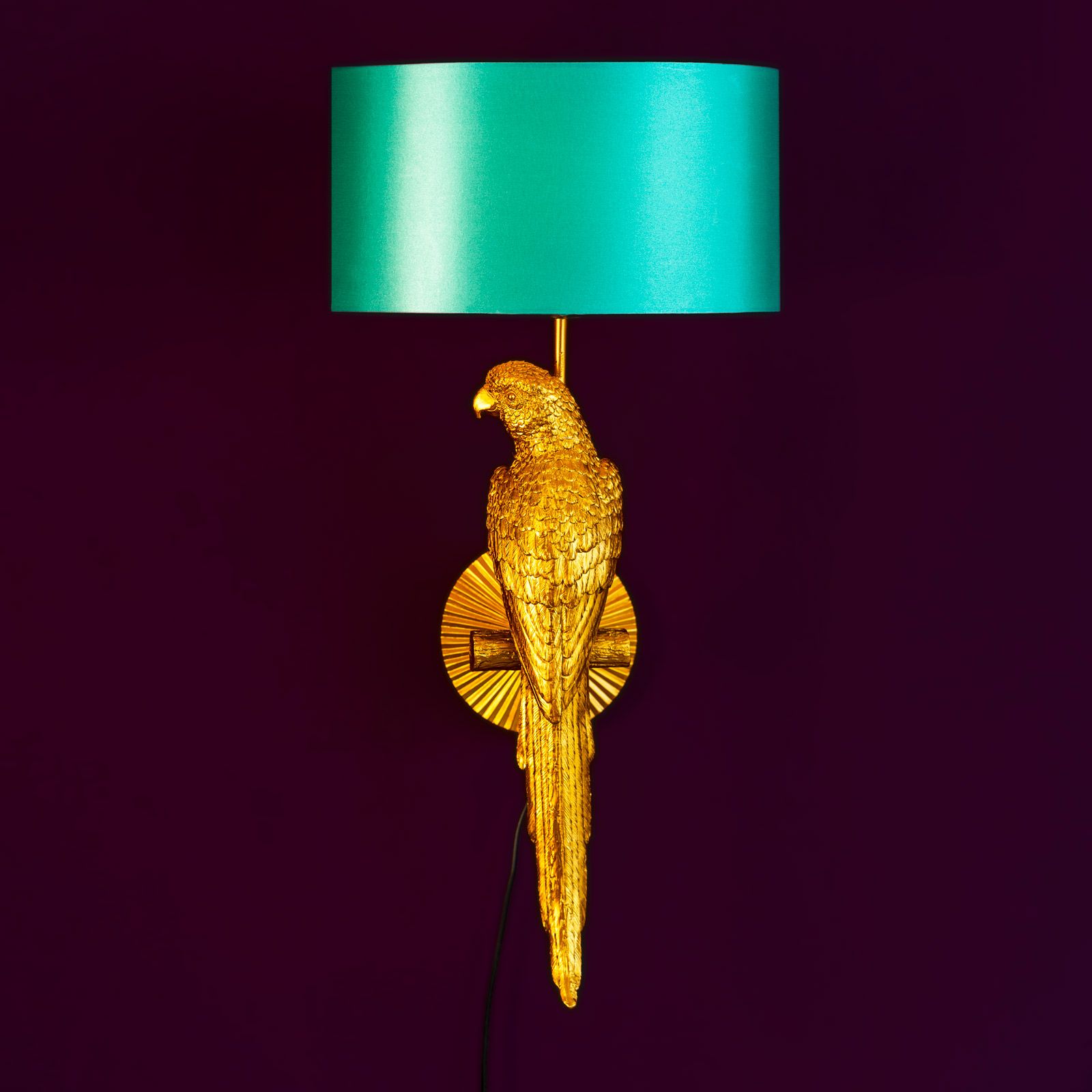 Wall lamp Parrot Percy, gold/turquoise