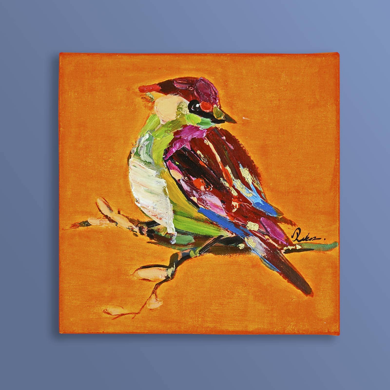 Quadro Birdy, arancio