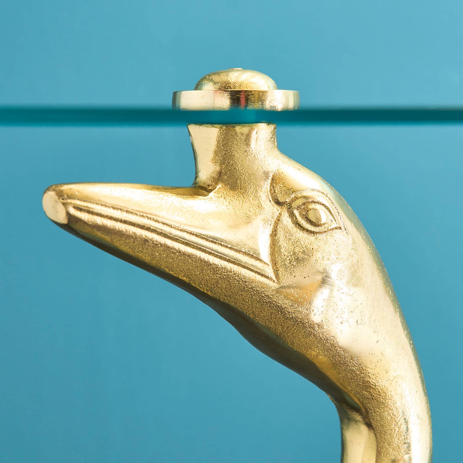 Stolik boczny kaczka Gina, złoty, aluminium/szkło, 56x46x76 cm