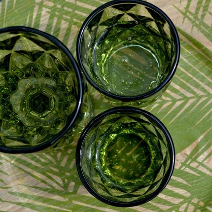 4er Set Weinglas, grün, Glas, 9 x 17 cm