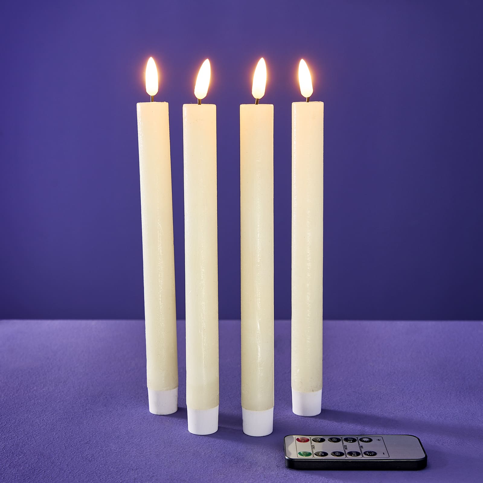 Set of 4 LED candles, beige