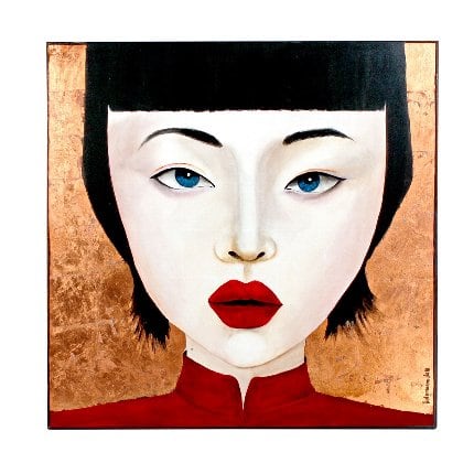 Bild Asiatin Chen Lu, handgemalt, mehrfarbig, Acryl auf Leinwand, 100x100 cm