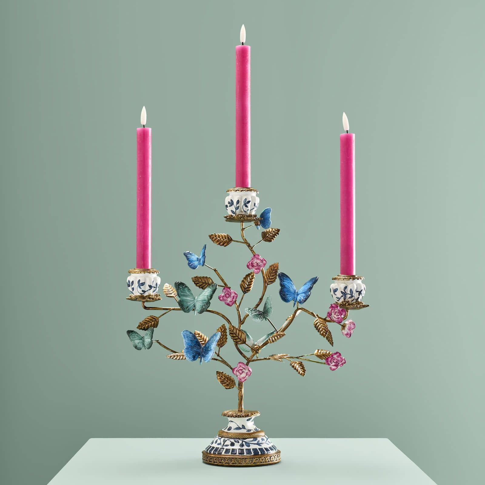 Butterflies Candle Holder, multicoloured