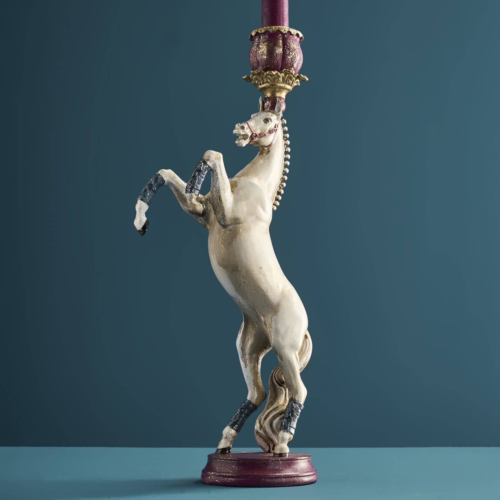 Circus Horse Candle Holder, white-red-gold