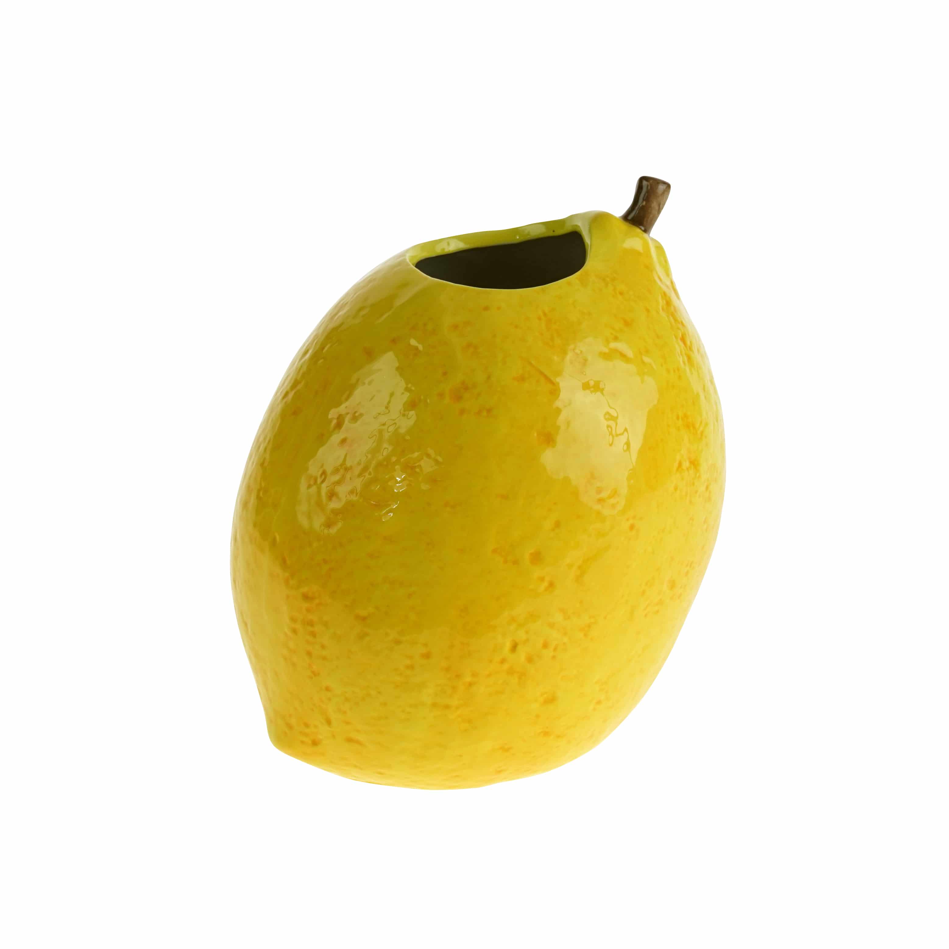 Vase en forme de citron, jaune, céramique, émaillée