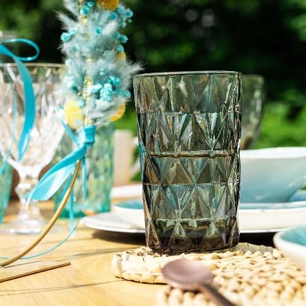 4er-Set Longdrinkglas, grau, Glas, 8x13 cm