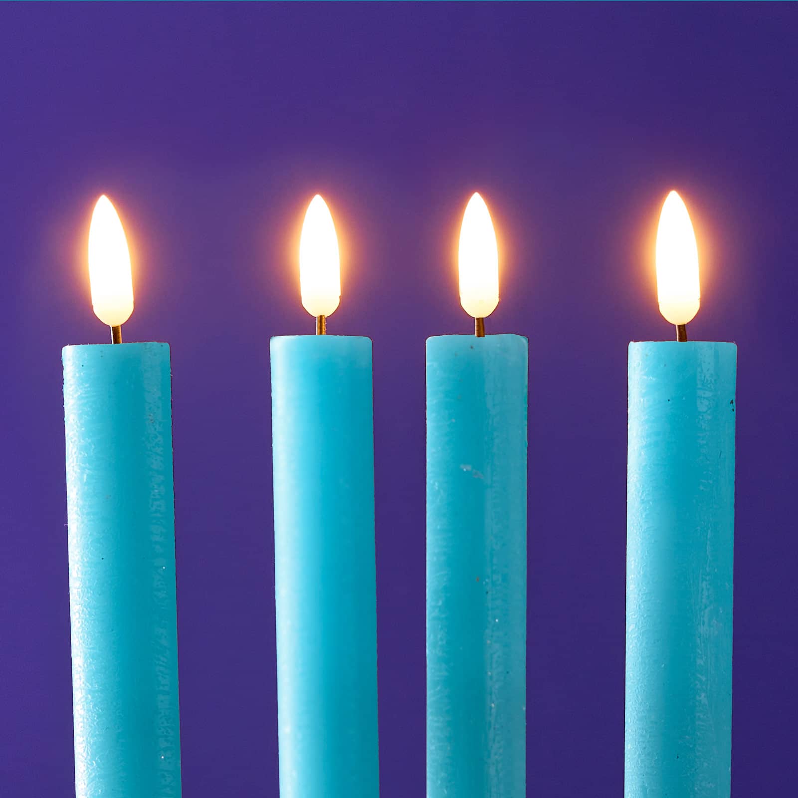Set of 4 LED stick candles, blue