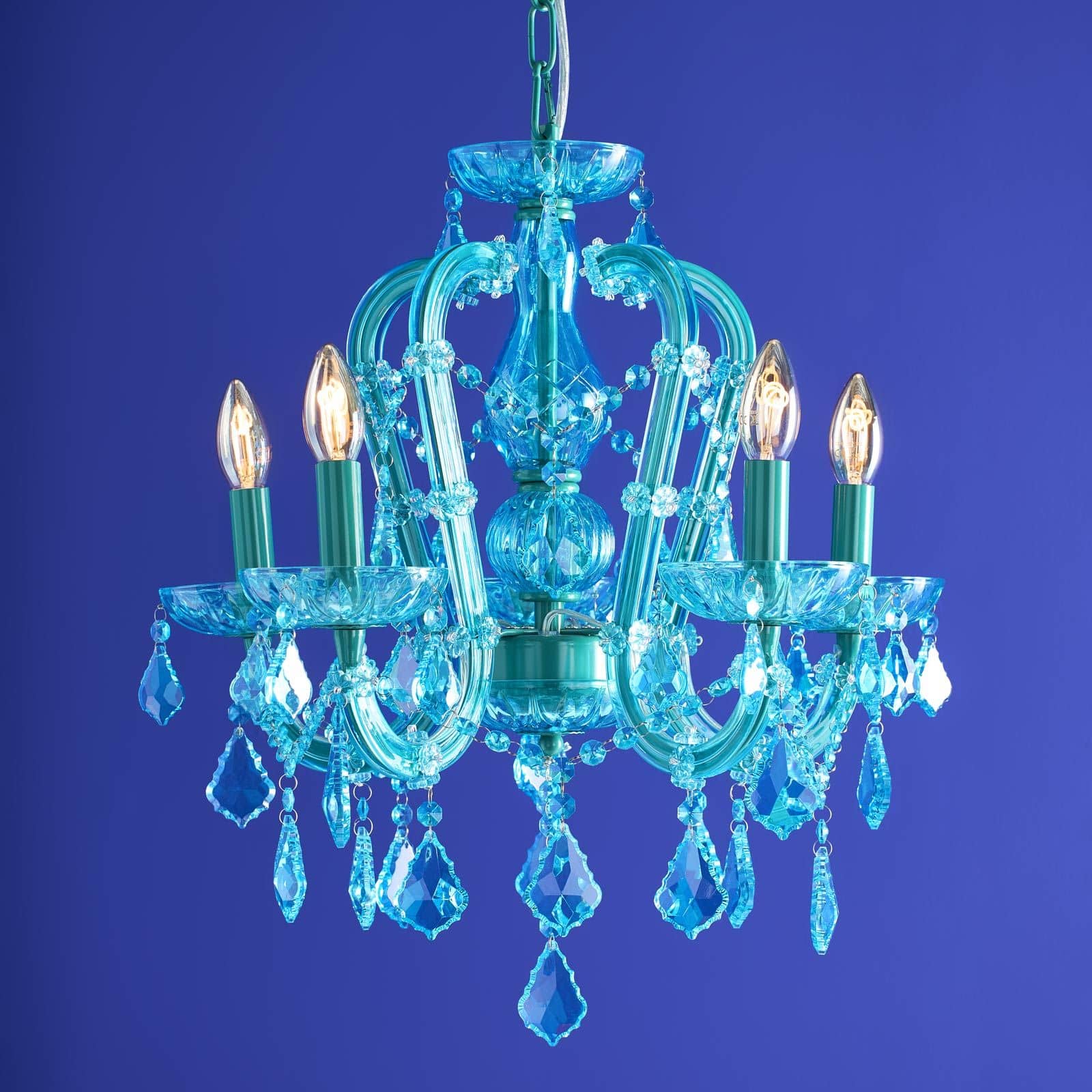 Glass Chandelier Aurora, blue